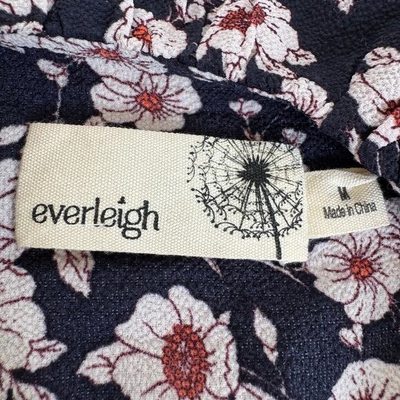 Everleigh Floral Navy Rust Ruffle Wrap Tie Long Sleeve Blouse Medium - Picture 6 of 10